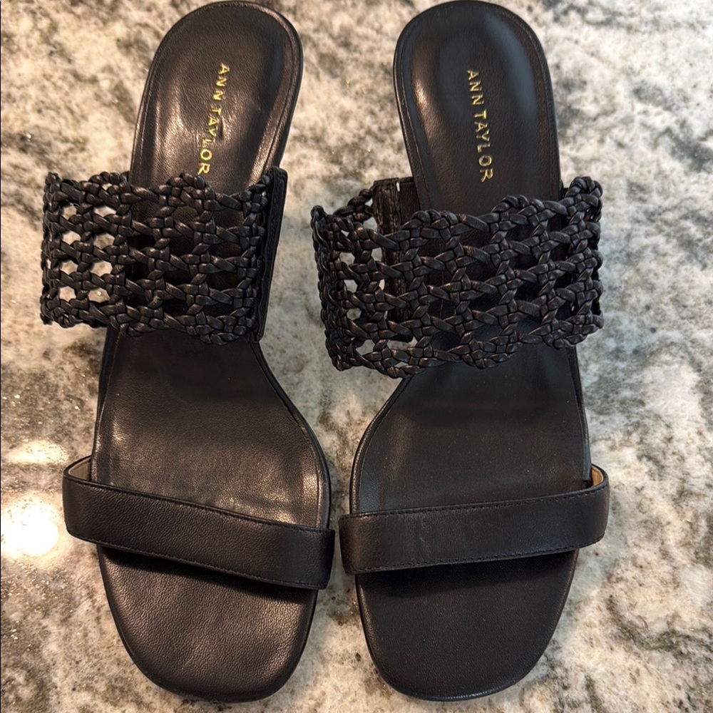 Ann Taylor Black Woven Sandals